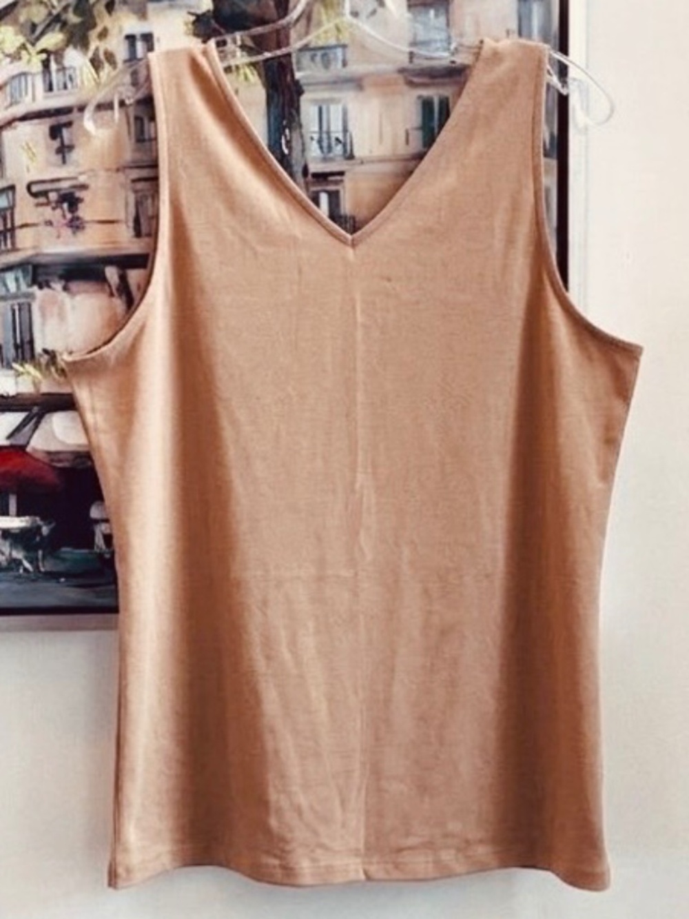 Isaac Mizrahi Live Tan V-Neck Layering Tank Top - Picture 4 of 7